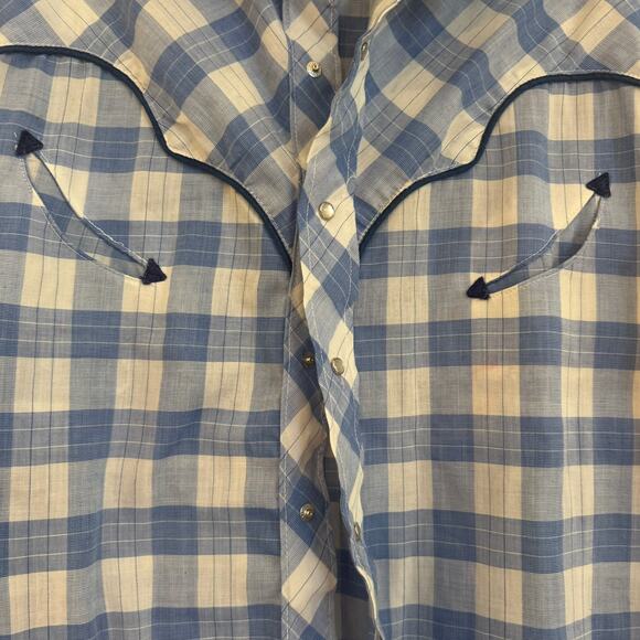 Denver Manufacturing Western Pearl Snap Button Down Plaid Long Sleeve Shirt Sz L - Picture 3 of 7